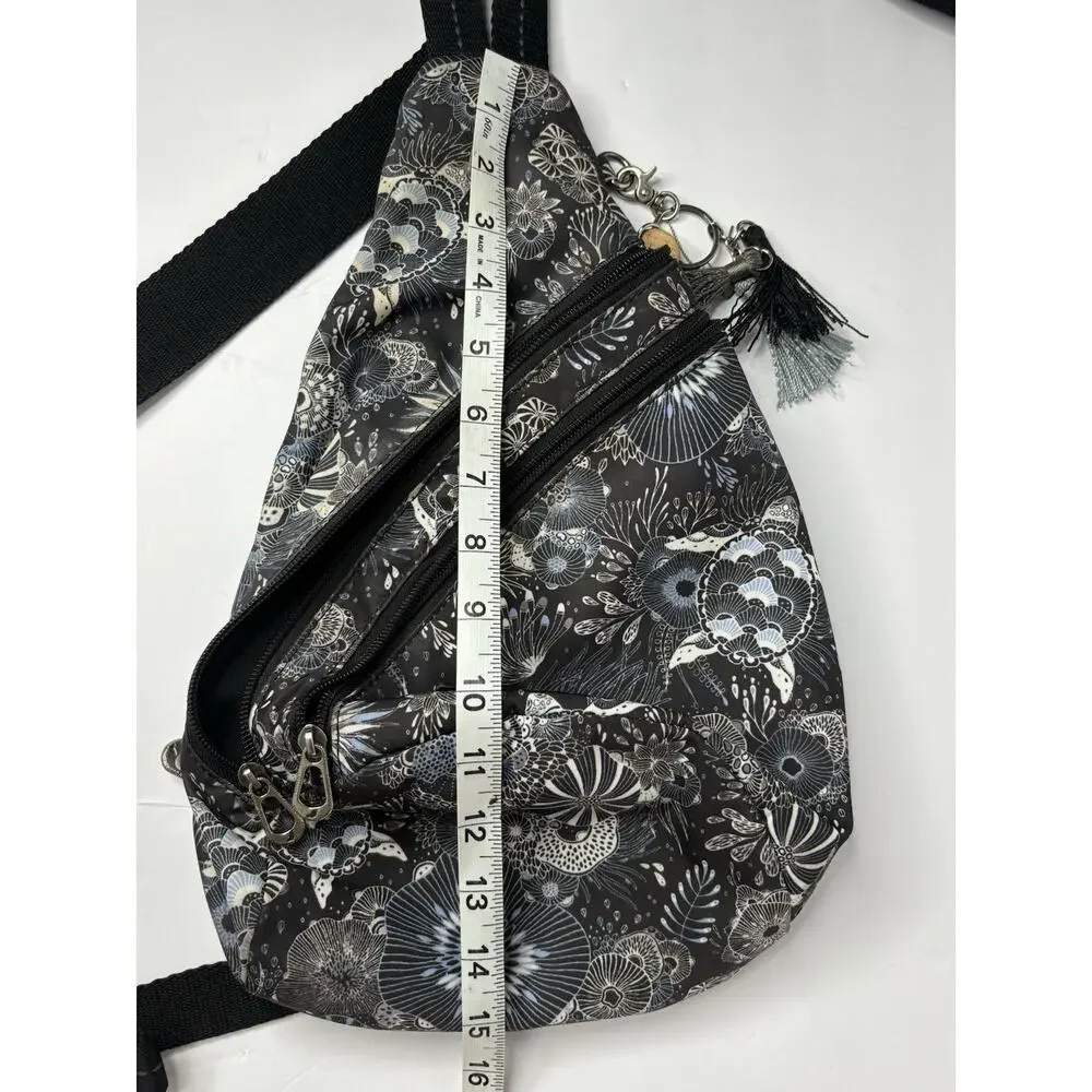 Sakroots 'On The Go' Sling Backpack Crossbody Midnight Seascape Sea Turtle - Picture 14 of 15